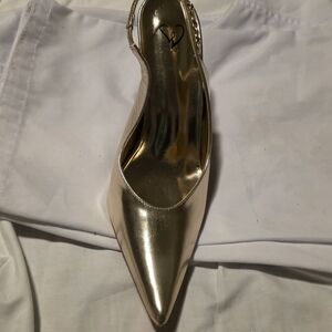 NWOT Pointed Toe Slingback Pumps in Metallic Gold